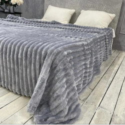 Плед Шарпей мягкая полоска Евро Размера 200-220см цвет Светло-серый