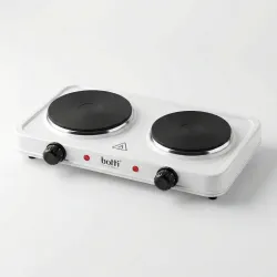 Електрична плита настільна Botti Cucini 2500 Вт (2 конфорки). Біла побутова електроплитка для дачі та гуртожитку