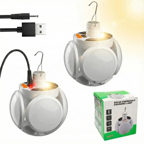 Комплект 2 шт. Акумуляторна лампа на сонячній батареї 2029. Підвісний ліхтар-трансформер з USB
