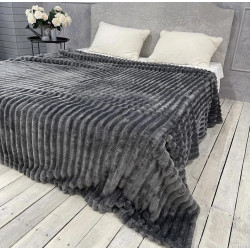 Плед Шарпей м'яка полоска Євро Розміру 200-220см колір Темно-сірий