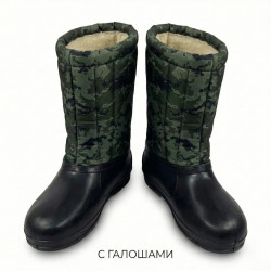 Бурки мужские зимние Камуфляж высокие. Теплые сапоги на меху для рыбалки и охоты (Галоши) (Валенки) (41 - 45) (арт. 8726)