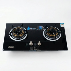Газовая варочная поверхность ZGBES 2 конфорки (Врезная + Настольная). Стеклянная плита 73х40 см, Турбо-горелки