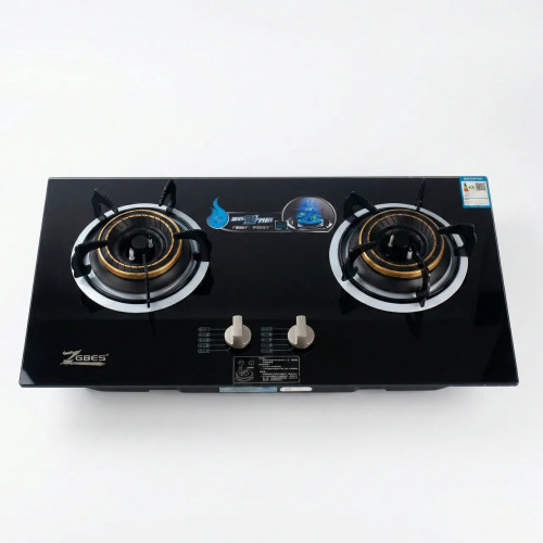 Газова варильна поверхня ZGBES 2 конфорки (Врізна + Настільна). Скляна плита 73х40 см, Турбо-пальники