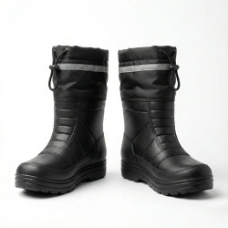 Мужские черные резиновые сапоги утепленные (с манжетой). Зимние сапоги для охраны и работы со светоотражателем