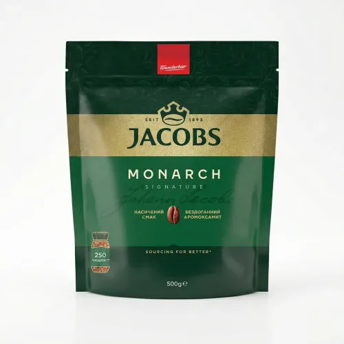 Кава розчинна Jacobs Monarch Signature 500 г | Велика м'яка упаковка, 250 чашок, Оригінал