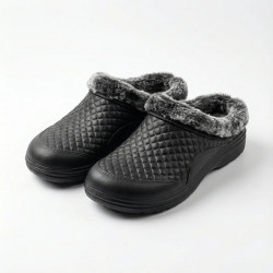 Калоші чоловічі зимові пінкові чорні стьобані на хутрі, Теплі садові сабо 
