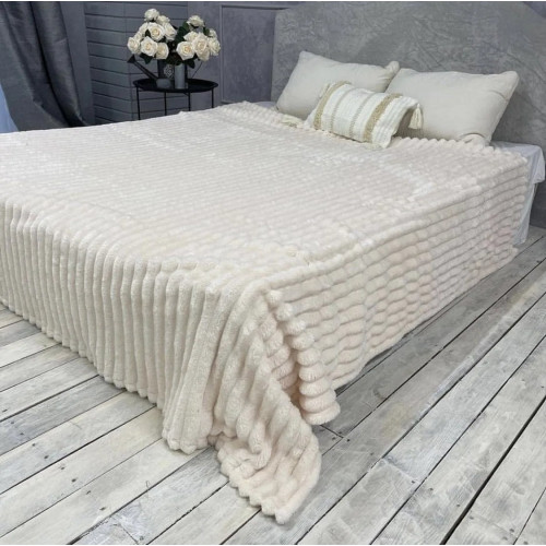 Плед Шарпей Королівська смужка двуспального розміру 180-200см. колір Молочний (арт. 6674)