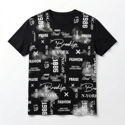 Жіноча футболка оверсайз Brooklyn New York, подовжена чорна туніка з написами, молодіжний Street Wear