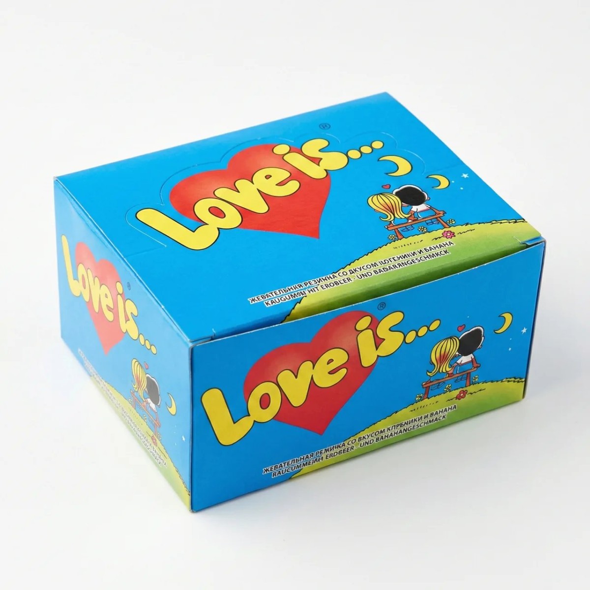 Блок жувальної гумки Love is... Полуниця та Банан (100 шт) | Блакитні жуйки Лав із Оригінал Туреччина (арт. 4459)
