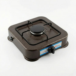 Газова плита настільна 1 конфорка Domotec. Коричневий емальований таганок для дачі