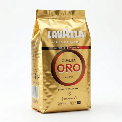 Кава в зернах Lavazza Qualità Oro 1 кг 100% Арабіка, Італійська кава Лавацца Оро золота пачка