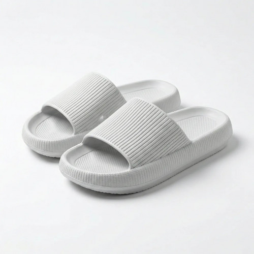 Женские шлепанцы (пенка) белые фактурные | На платформе, Мягкие, Размеры 37-41 (арт. 6618)