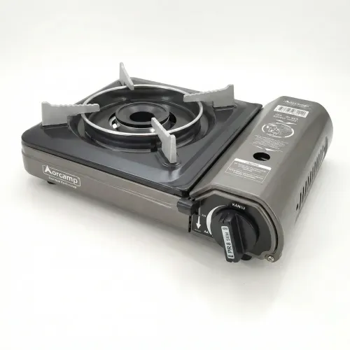 Портативна газова плита Orcamp туристична з п'єзопідпалом під цанговий балон, сіра