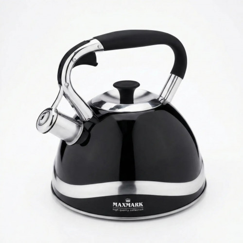 Чайник зі свистком 3.0 л Maxmark MK-1322 чорний. Нержавіюча сталь, для індукції та газу