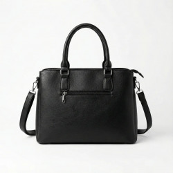 Жіноча ділова сумка чорна каркасна, класична офісна сумка на 3 відділення Sevilya