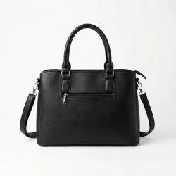 Жіноча ділова сумка чорна каркасна, класична офісна сумка на 3 відділення Sevilya
