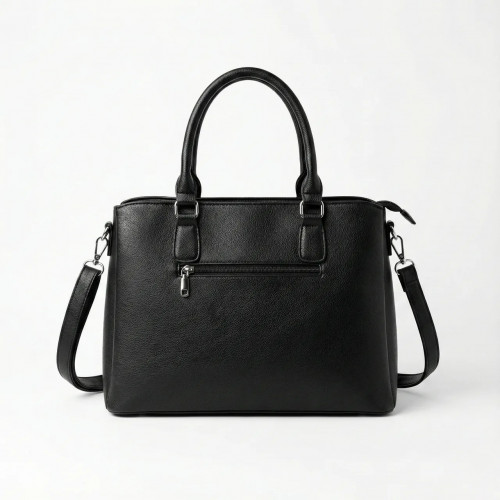 Сумка женская деловая черная каркасная, классическая офисная сумка на 3 отделения Sevilya