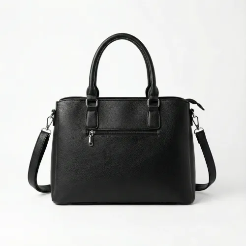 Жіноча ділова сумка чорна каркасна, класична офісна сумка на 3 відділення Sevilya