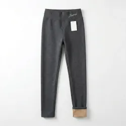 Лосини жіночі зимові на хутрі Сірі. Теплі легінси з широким поясом 46-50