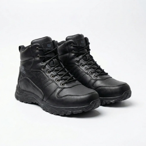 Мужские зимние ботинки кроссовки высокие черные эко-кожа теплые Situo (р. 41-46)