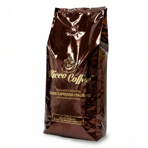 Кава в зернах Ricco Coffee Gold Espresso Italiano 1 кг | Німецька якість, Купаж для еспресо, Exclusive Collection