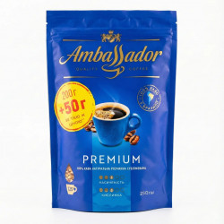 Кава розчинна Ambassador Premium 250 г (200+50 г) сублімована, Кава Амбассадор Преміум м'яка упаковка