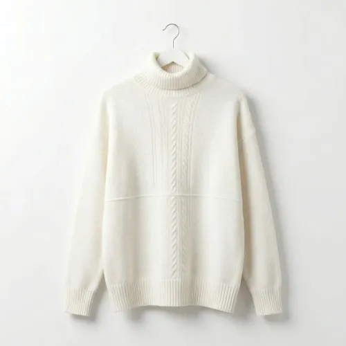 Жіночий светр під горло молочний (48-52). Теплий в'язаний гольф оверсайз, Базова зимова кофта