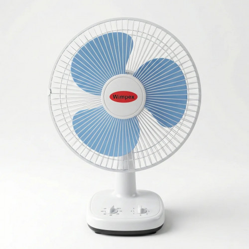 Вентилятор настільний WimpeX WX-1203 з таймером. Компактний побутовий вентилятор 3 швидкості, Біло-блакитний