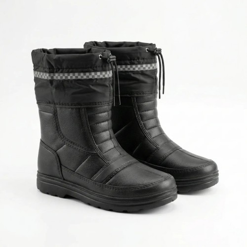 Чоботи зимові дутики чорні, сноубутси з піни ЕВА та текстилю утеплені, на затяжці (арт. 5146)