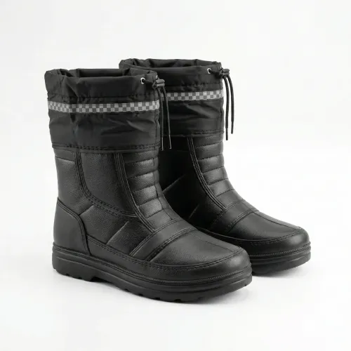 Чоботи зимові дутики чорні, сноубутси з піни ЕВА та текстилю утеплені, на затяжці
