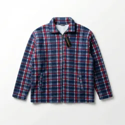 Чоловіча зимова кофта на хутрі в клітинку. Тепла флісова куртка на блискавці 52-62 (Батал)