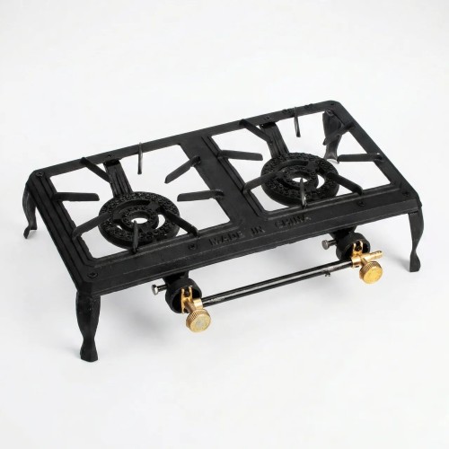 Чугунная газовая плита GB-02 на 2 конфорки (3,5 кВт). Мощный таганок под автоклав и казан