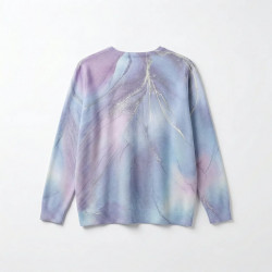 Женский свитер Турция (48-52). Нарядная туника с абстрактным принтом и блеском, Голубо-сиреневая