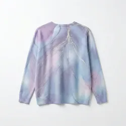 Жіночий светр Туреччина (48-52). Ошатна туніка з абстрактним принтом та блиском, Блакитно-бузкова