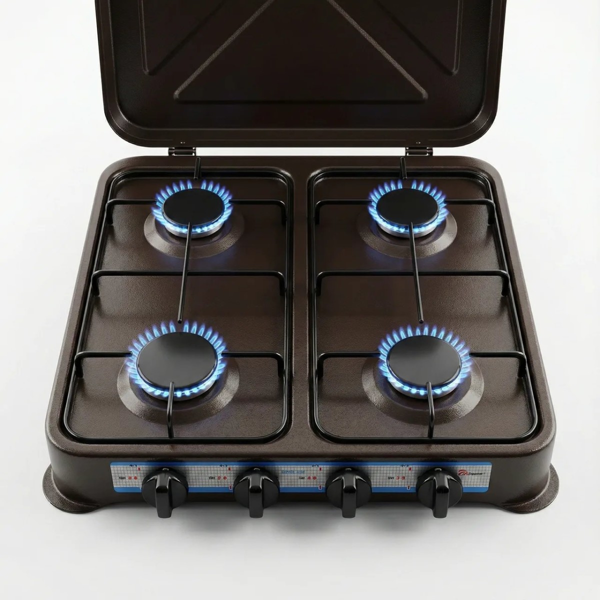 Плита таганок газовий настільна 4 конфорки Domotec MS 6604 коричнева (арт. 4966)