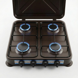 Плита таганок газовий настільна 4 конфорки Domotec MS 6604 коричнева