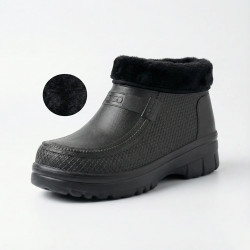 Калоші чоловічі зимові пінкові чорні на хутрі, Короткі утеплені черевики (розміри 41-45)