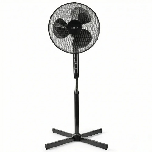 Вентилятор підлоговий Nedis 40 см з пультом ДУ. Потужний чорний вентилятор, таймер, висота 130 см