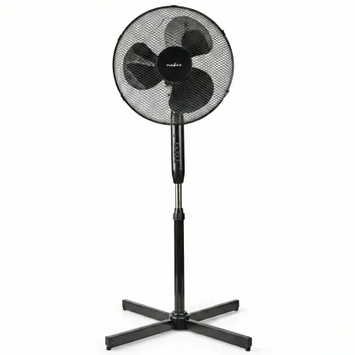 Вентилятор підлоговий Nedis 40 см з пультом ДУ. Потужний чорний вентилятор, таймер, висота 130 см