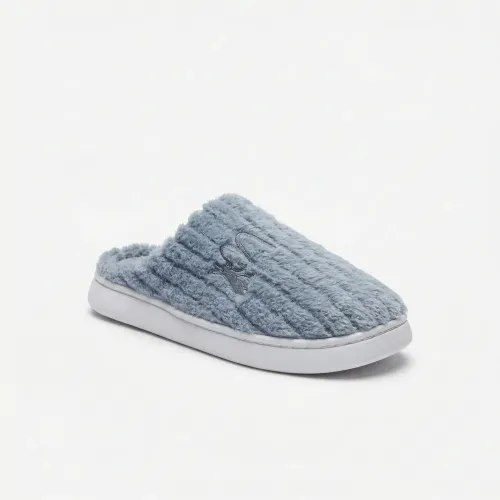 Тапочки чоловічі кімнатні сіро-блакитні вельветові Теплі домашні капці закриті 41-45