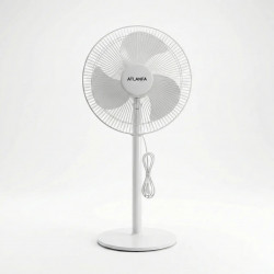 Вентилятор підлоговий Atlanfa 5 лопатей (Білий), потужний та тихий, на круглій підставці