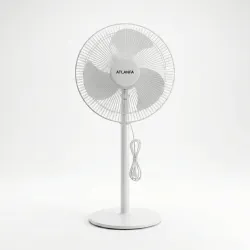 Вентилятор підлоговий Atlanfa 5 лопатей (Білий), потужний та тихий, на круглій підставці