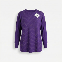 Туніка жіноча фіолетова з камінням. Нарядний подовжений светр G.L.S.A, трикотаж батал