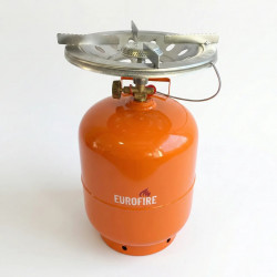 Газовый комплект кемпинговый Eurofire 9.5 л с горелкой Nurgaz, усиленный баллон, латунный кран