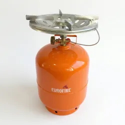 Газовий комплект кемпінговий Eurofire 9.5 л з пальником Nurgaz, посилений балон, латунний кран