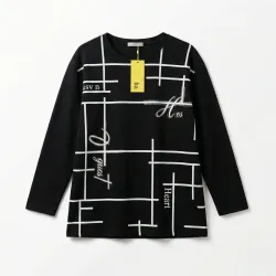 Жіноча туніка чорна з геометрією та написами, нарядна кофта батал Heart, стильний подовжений джемпер