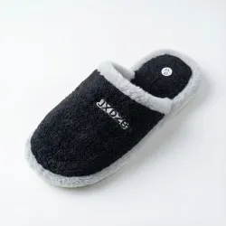 Чоловічі чорні домашні капці (Плюш). Теплі тапочки з хутряною облямівкою 41-45