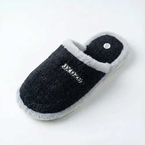 Чоловічі чорні домашні капці (Плюш). Теплі тапочки з хутряною облямівкою 41-45