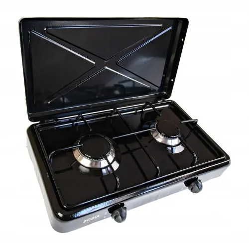 Портативна плита, газова плита Zosia2cz 2-комфоркова газова плита чорного кольору.