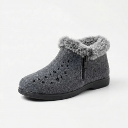 Женские зимние бурки на меху. Серые войлочные ботинки на молнии 36-41 (Бабуши)